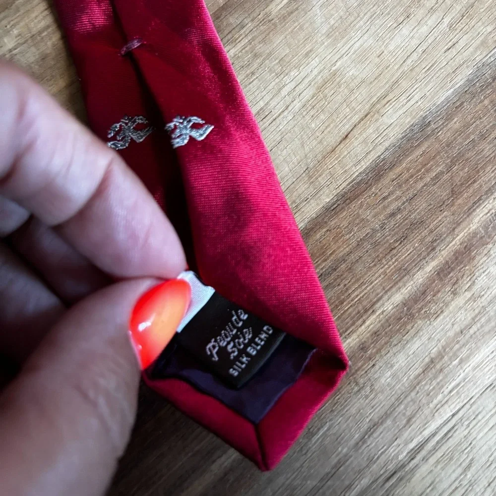 The President Classic Men's Formal Necktie Red Patterned Silk Blend XL W3.5